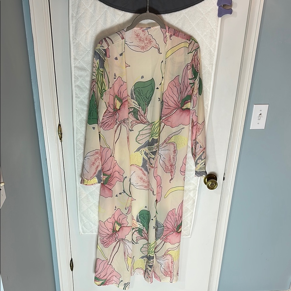 Floral Sheer Long Kimono